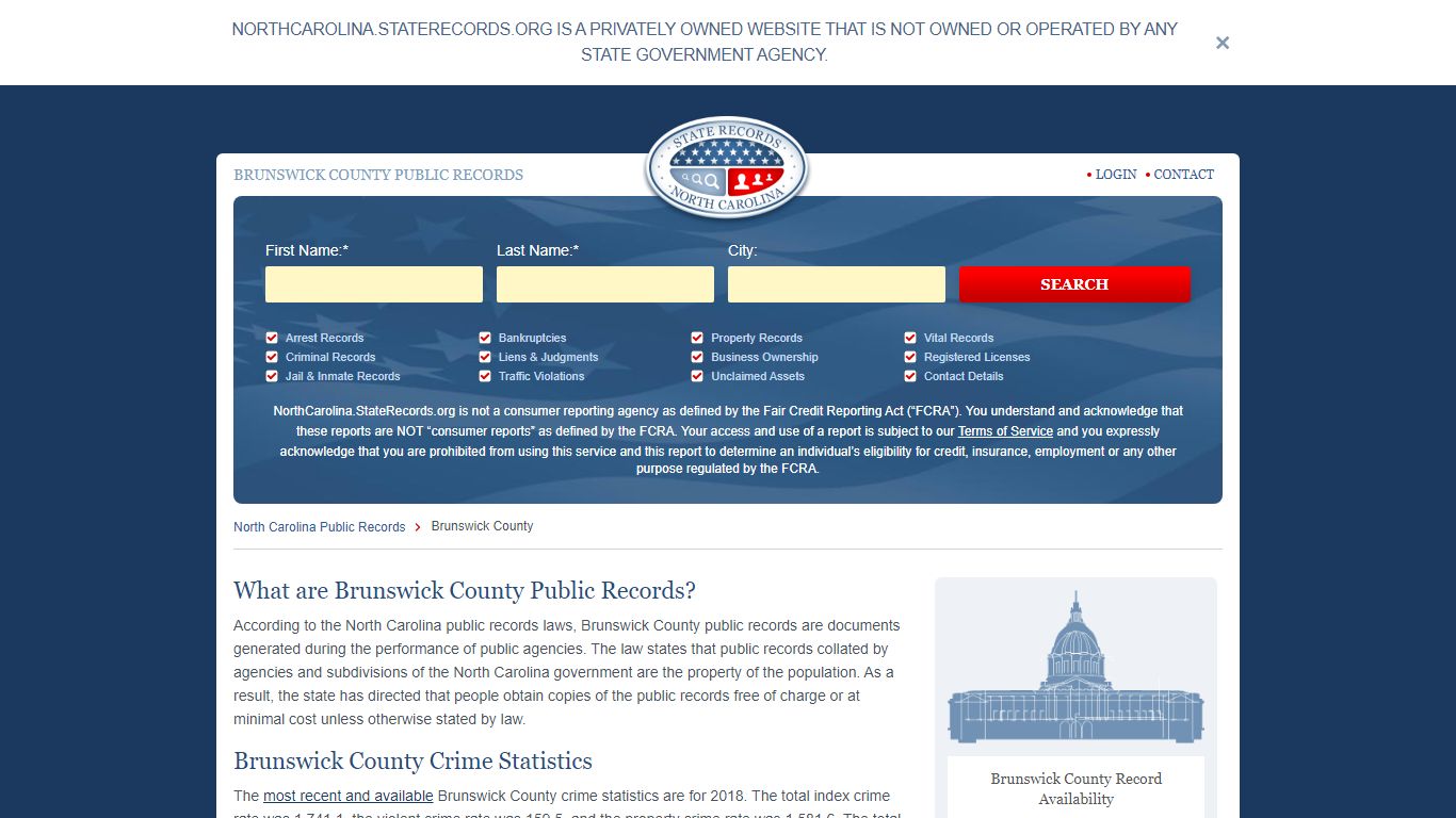 Brunswick County Arrest, Court, and Public Records | StateRecords.org
